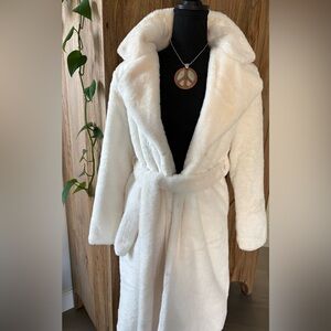 Plush Cream Faux Fur Coat